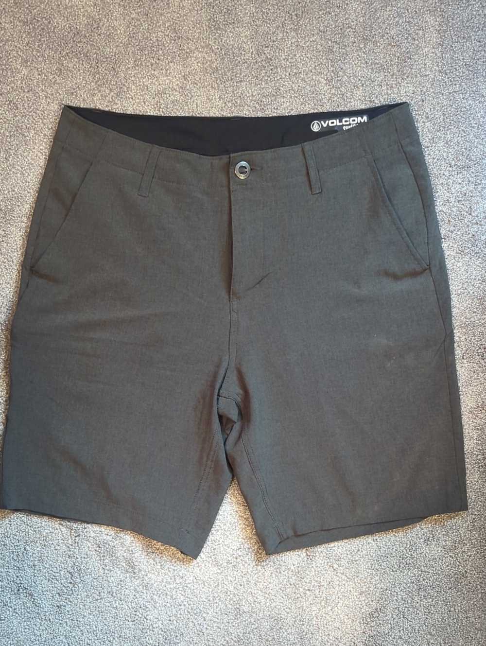 Volcom Men's Dark Charcoal Flat Front Shorts